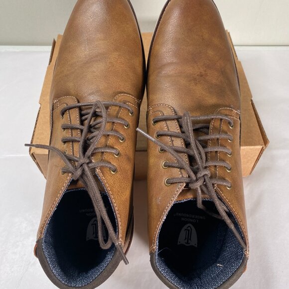 London Underground Faux Leather Chukka Dress Shoes Men's 14 Brown - Picture 10 of 16